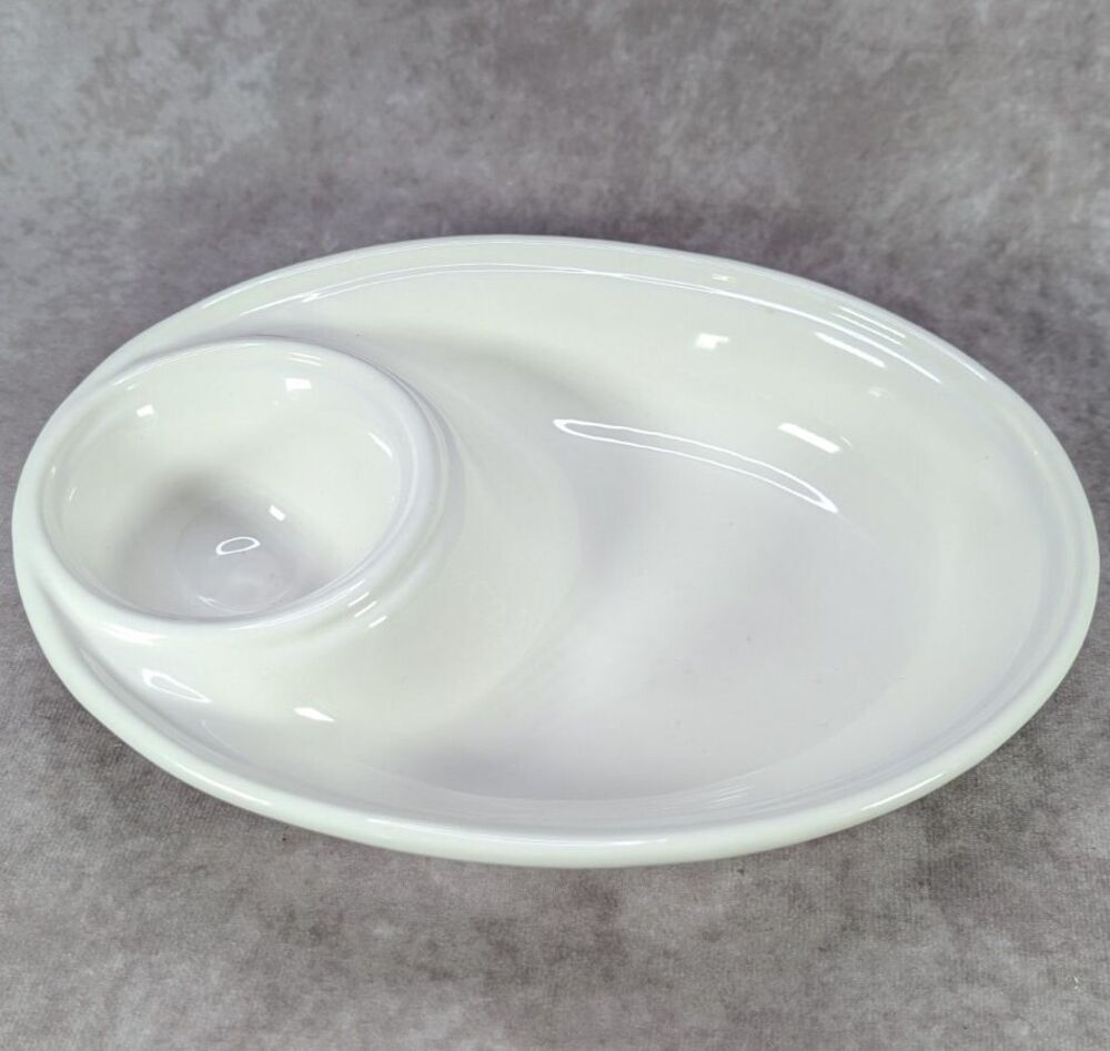 Ceramica Stefani Italian Divided Chip and Dip Bowl White Made in Italy